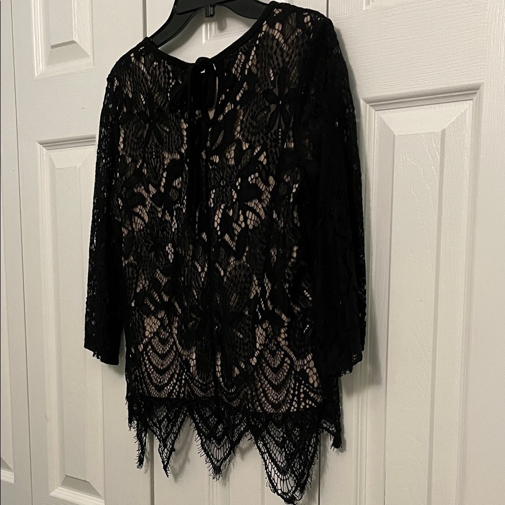 love, Fire Black Lace Blouse Medium - Picture 7 of 8